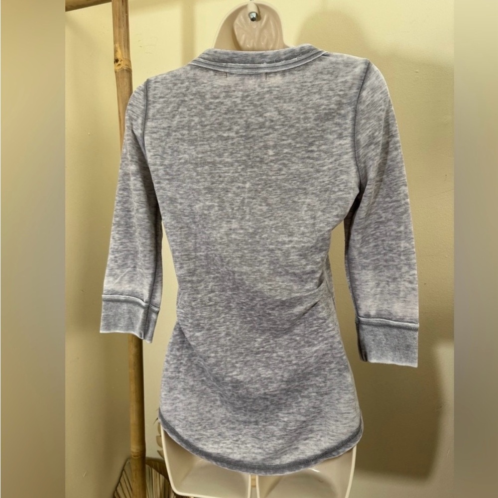 Gray Button-Up Henley Top - Picture 3 of 3